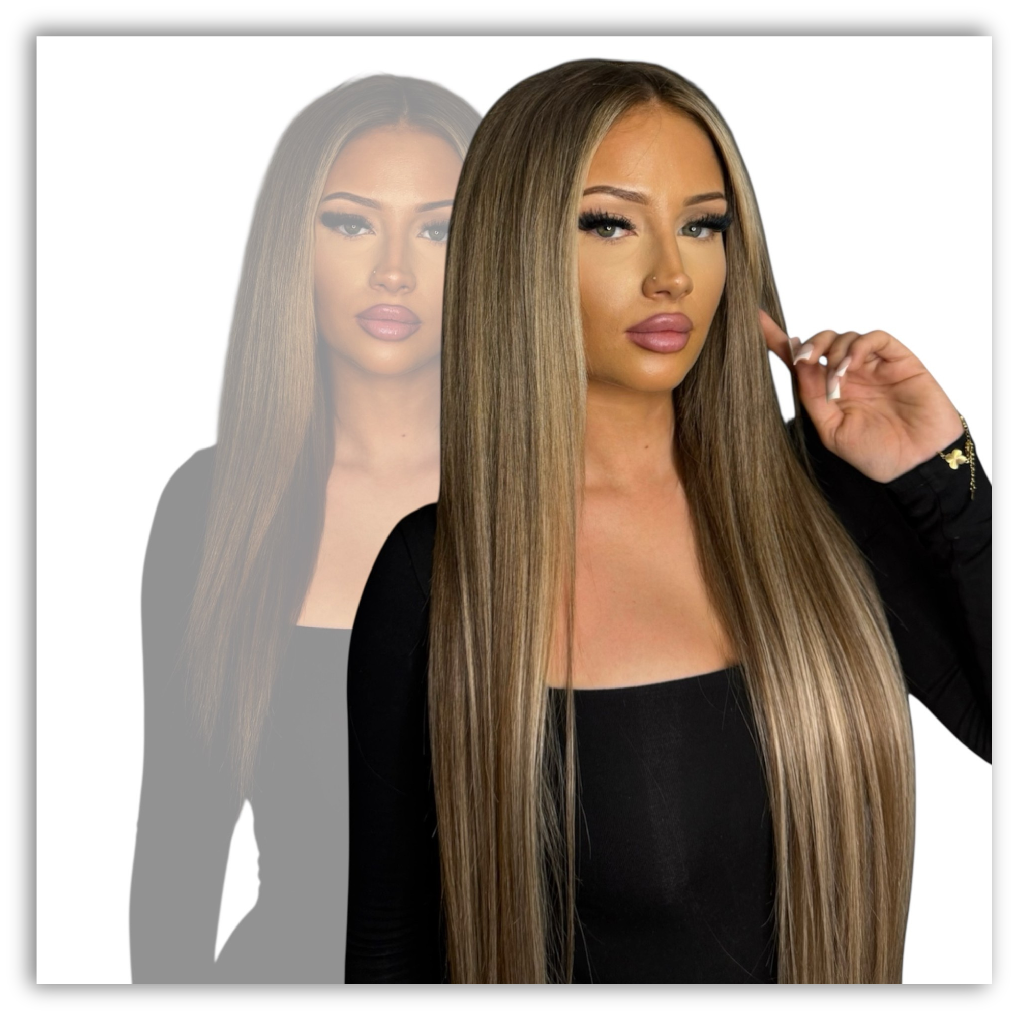 Haarverlängerung-Extensions 52A+5A Gesträhnt