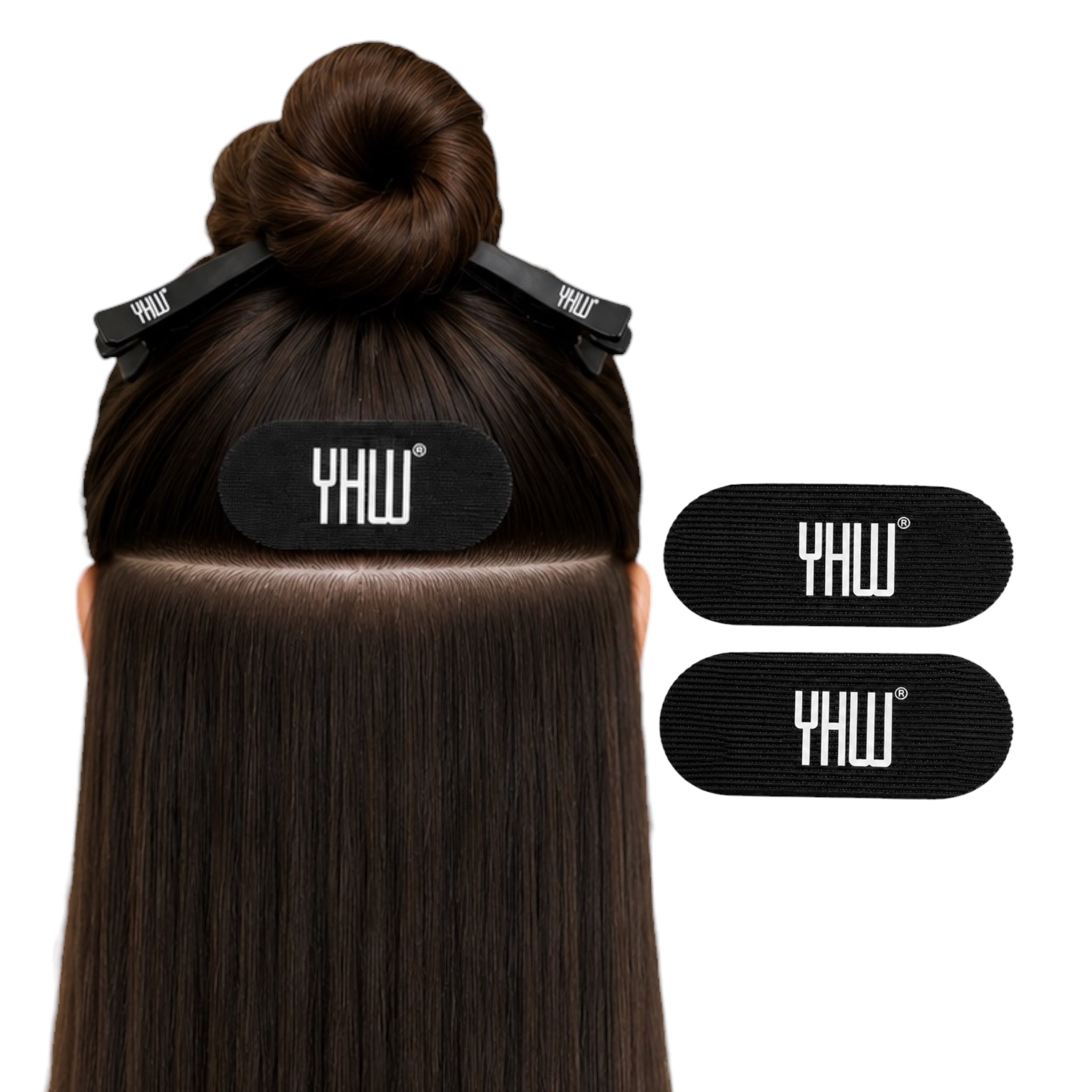 YHW Hair Gripper 2er Set schwarze Klett-Haarhalter für Extensions und Haarabteilungen