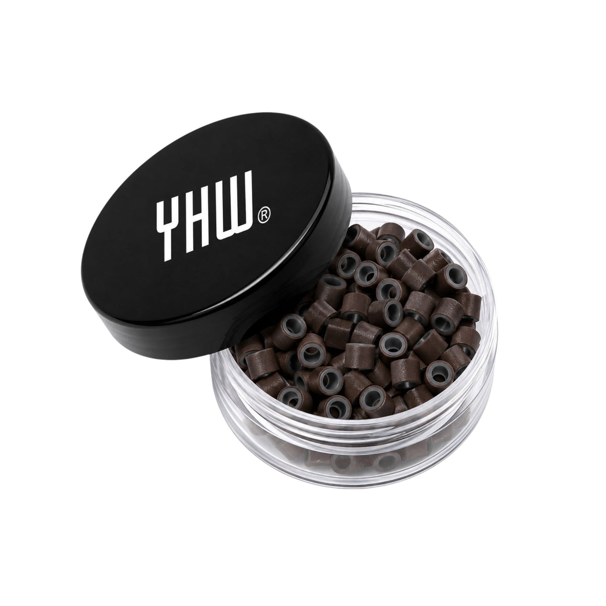 YHW® Your Hair World Micro Rings mit Silikoneinlage in Dunkelbraun für professionelle Haarverlängerungen in Dose